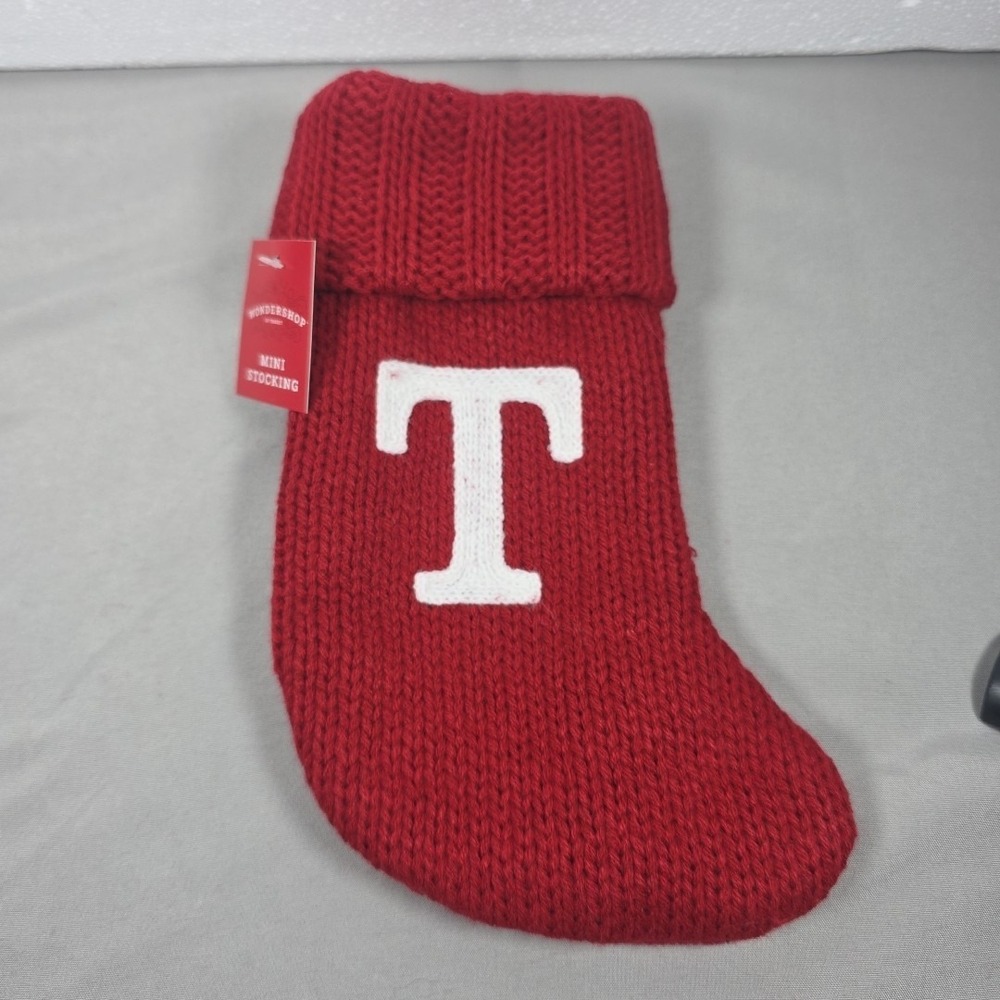 Letter T Wondershop Monogram Mini Christmas Stocking Initial Red Knit Target